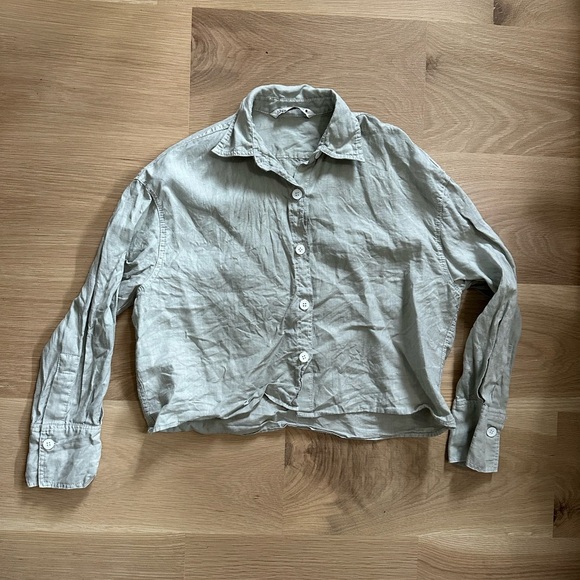 Zara Light Gray Button-Up Shirt - Picture 2 of 4